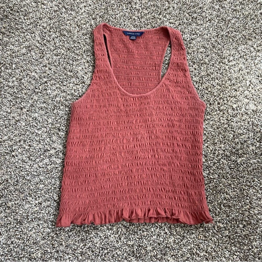 American Eagle Outfitters Textured Rust Tank Top